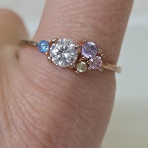 Spring Pastel Coloured Stones Rose Gold Plated S925 Sz 10